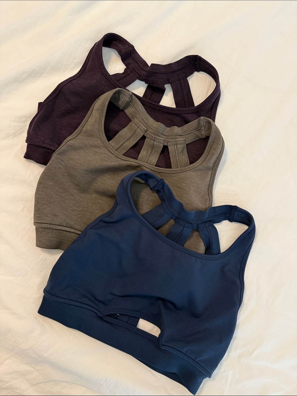 Alphalete Women’s Strappy Back Sports Bra - Navy, brown, Plum
